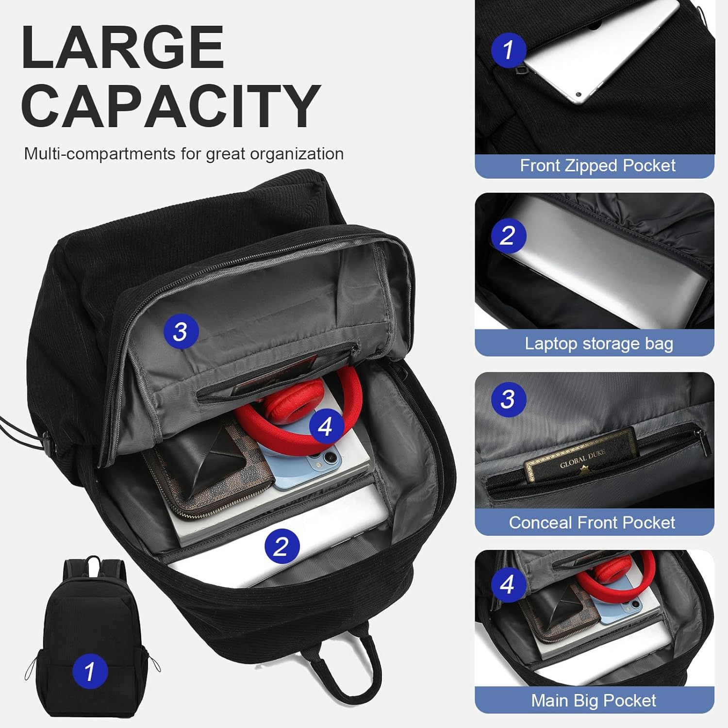 Laptop Backpack for College, Travel,Work,Lightweight Daily Backpacks for Men Women, Computer Bag Fits 15.6 Inch Notebook - Image 2