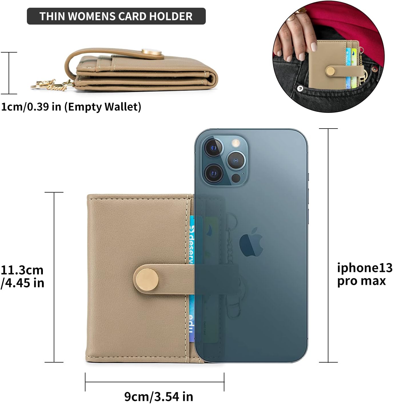 Slim Wallet for Women,RFID Blocking Bifold Credit Card Holder with Zipper Coin Pocket,ID Window,Keychain - Image 2