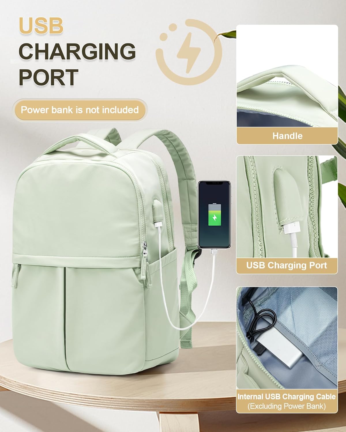 Laptop Backpack for Women Gym Work Teacher Backpack for Men Lightweight Commuter Backpack with Laptop Compartment Large Travel Backpack Casual Daypack Backpacks Green - Image 2