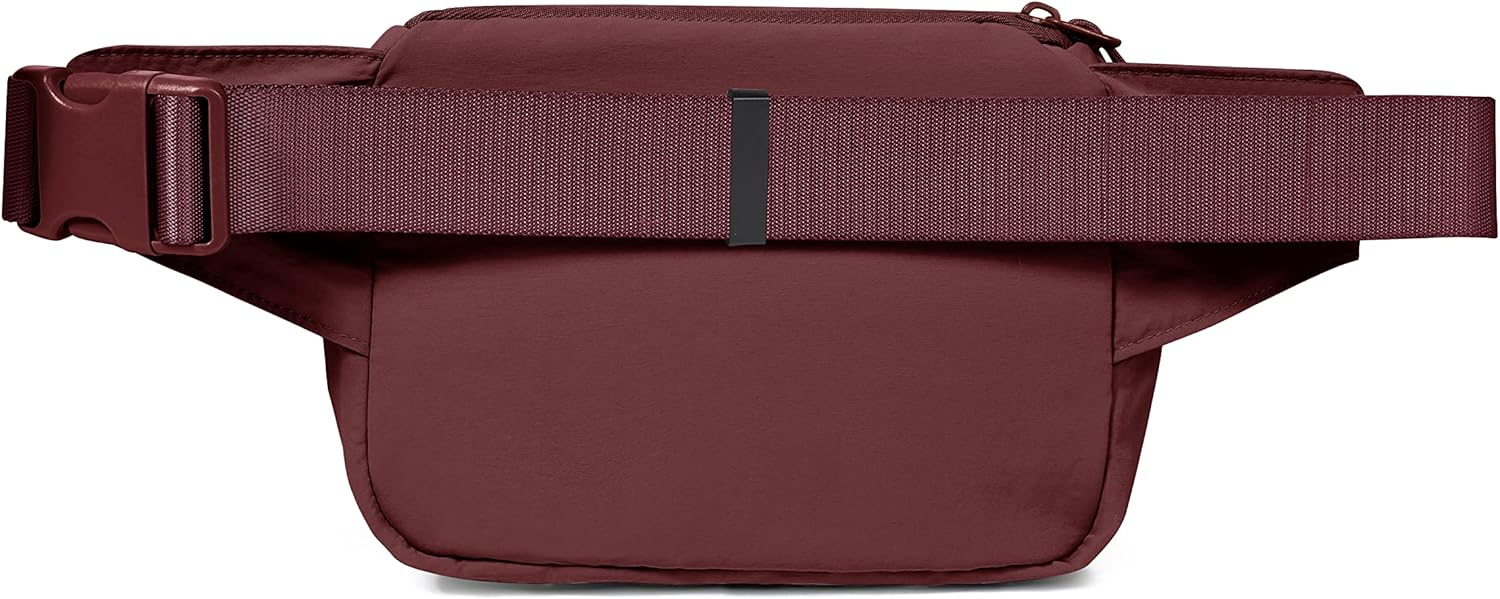 2L Belt Bag for Women Men, Crossbody Fanny Packs with Adjustable Strap Waist Pouch for Workout Hiking Running Travel, Wine - Image 2