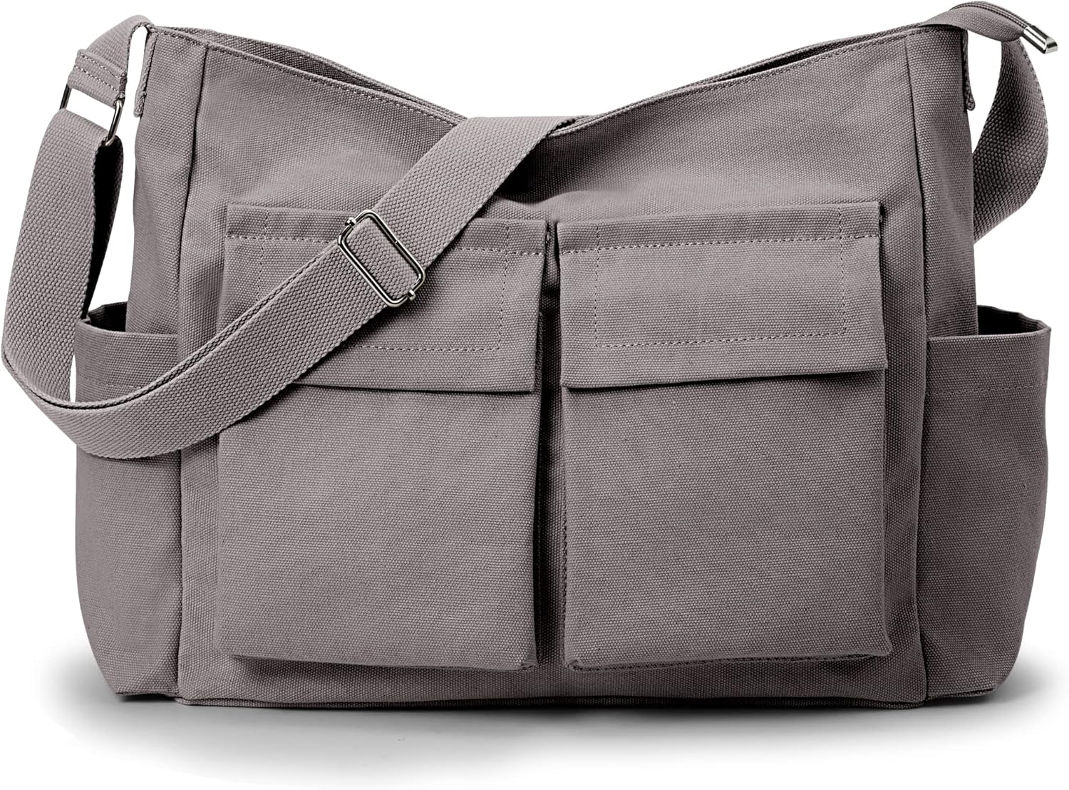 Canvas Tote Bag Messenger Bag, Large Crossbody Bag for Women or Men, Casual Canvas Shoulder Bag for College Work Daily